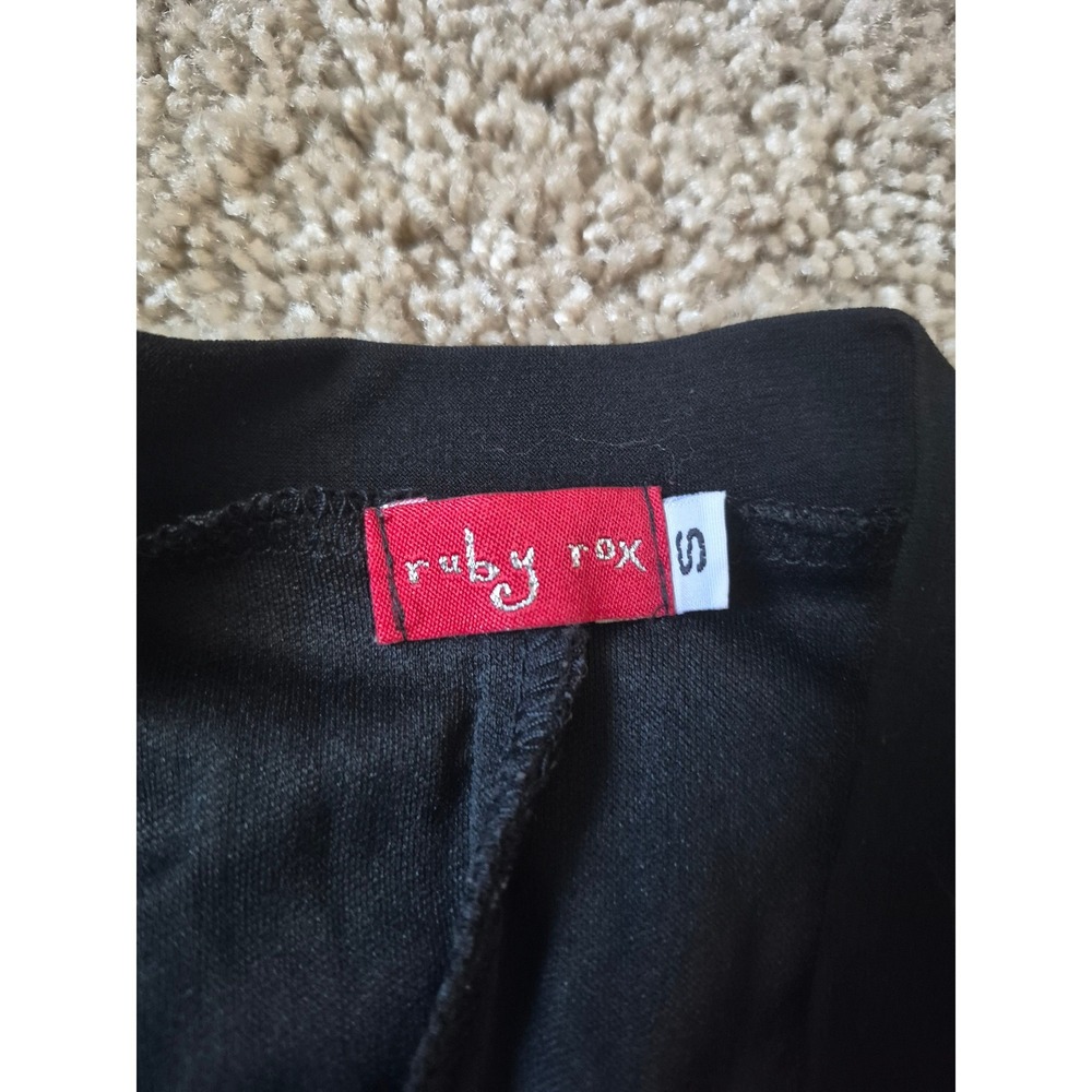 Ruby Rox Juniors Black Ruched Ruffled Cropped Shrug Bolero Cardigan Small - Picture 3 of 5